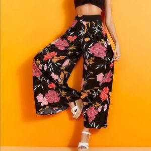 Guess Floral Print Wide Leg Palazzo Pant